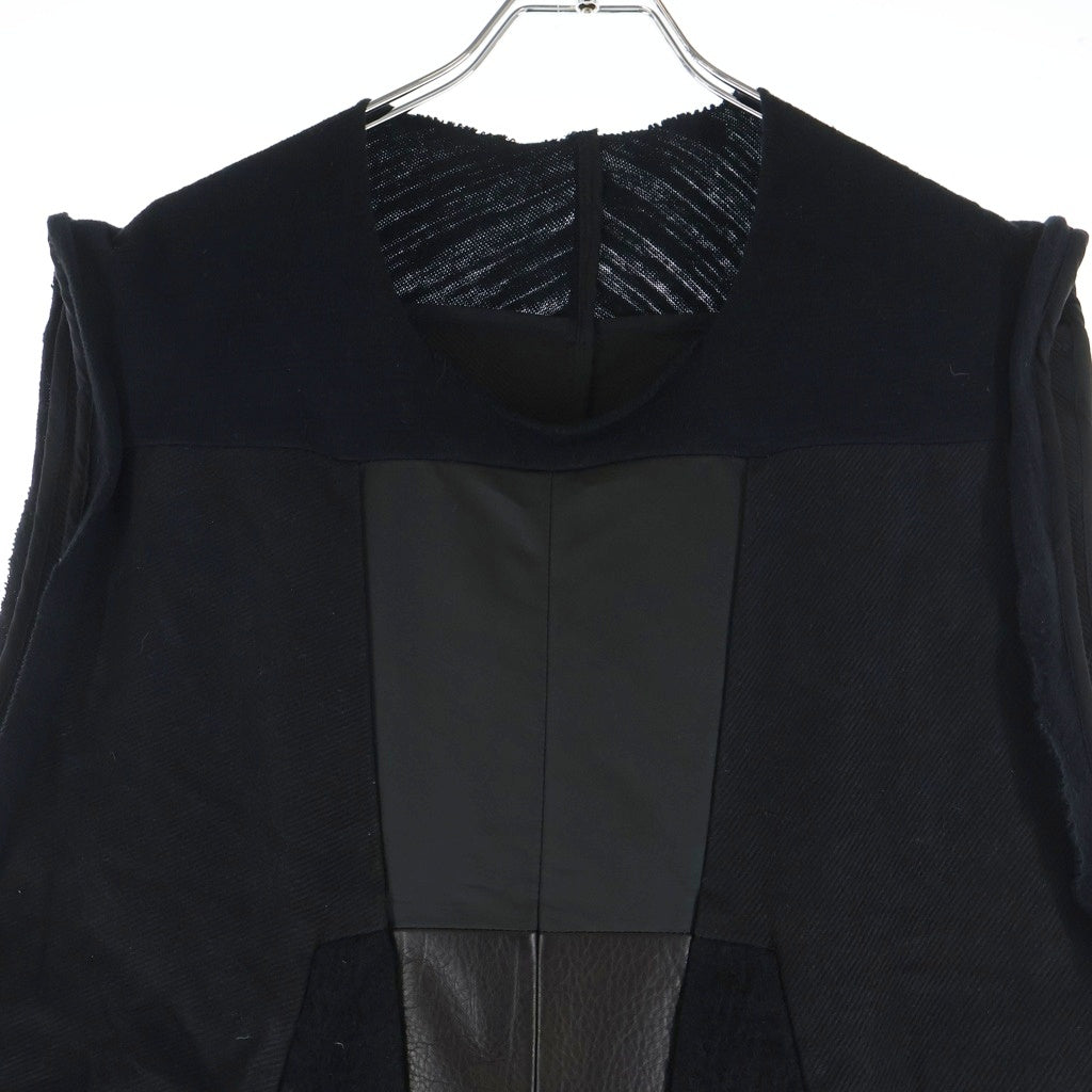 Rick Owens(リックオウエンス) 23AW Luxor Dress ルクソールドレス レザー切替カットオフロングワンピース ブラック RR02C7504-BGCOL3
