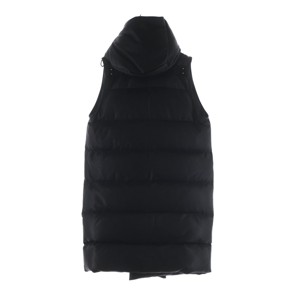 Rick Owens(リックオウエンス) 22AW フード付きレザー ダウンベスト レザーダウンコート ブラック RU02B2999-LCD3