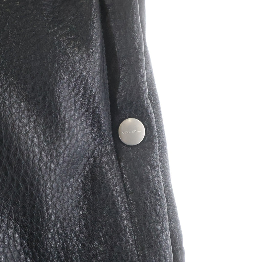 Rick Owens(リックオウエンス) 22AW フード付きレザー ダウンベスト レザーダウンコート ブラック RU02B2999-LCD3