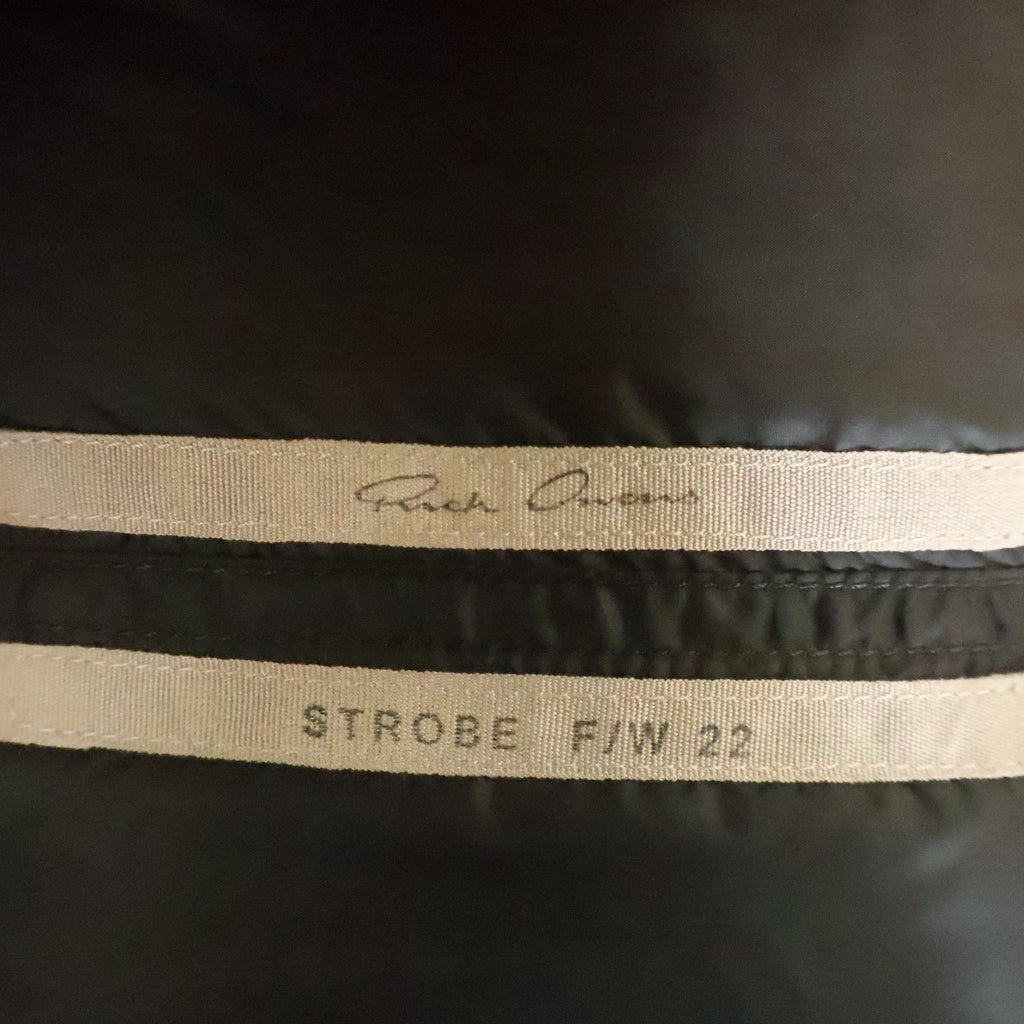Rick Owens(リックオウエンス) 22AW フード付きレザー ダウンベスト レザーダウンコート ブラック RU02B2999-LCD3