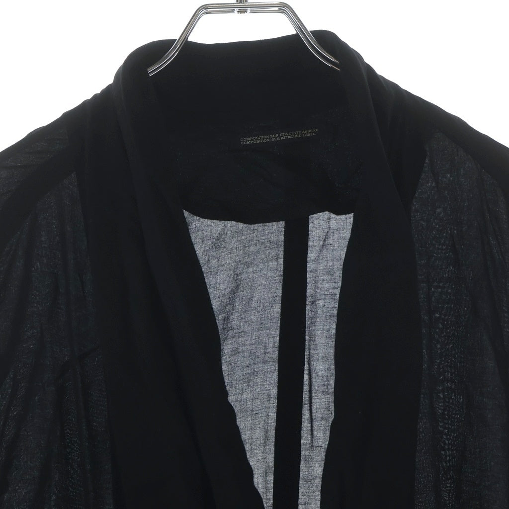 Yohji Yamamoto POUR HOMME(ヨウジヤマモト プールオム) オープンカラー ロングシャツ コート ブラック
