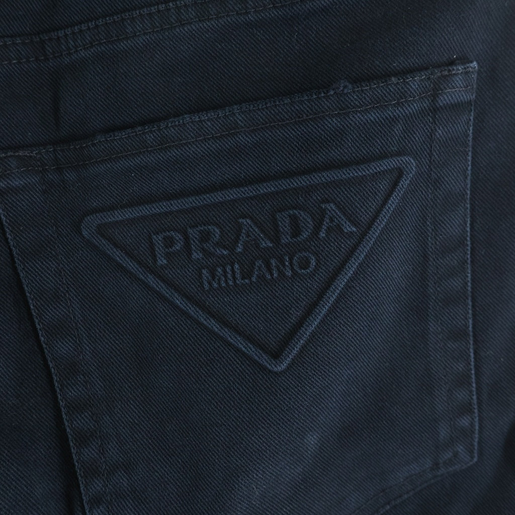 PRADA(プラダ) 22SS Logo Distressed Washed Denim Shorts ロゴ ダメージ加工ウォッシュドデニムショーツ ハーフパンツ ネイビー GEP339 S212