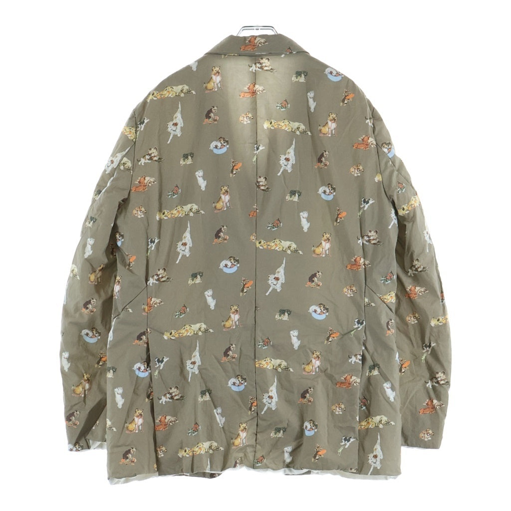 UNDERCOVER(アンダーカバー) 25AW DOG総柄Coタイプクロス薄中綿ジャケット テーラードダウンジャケット ベージュ