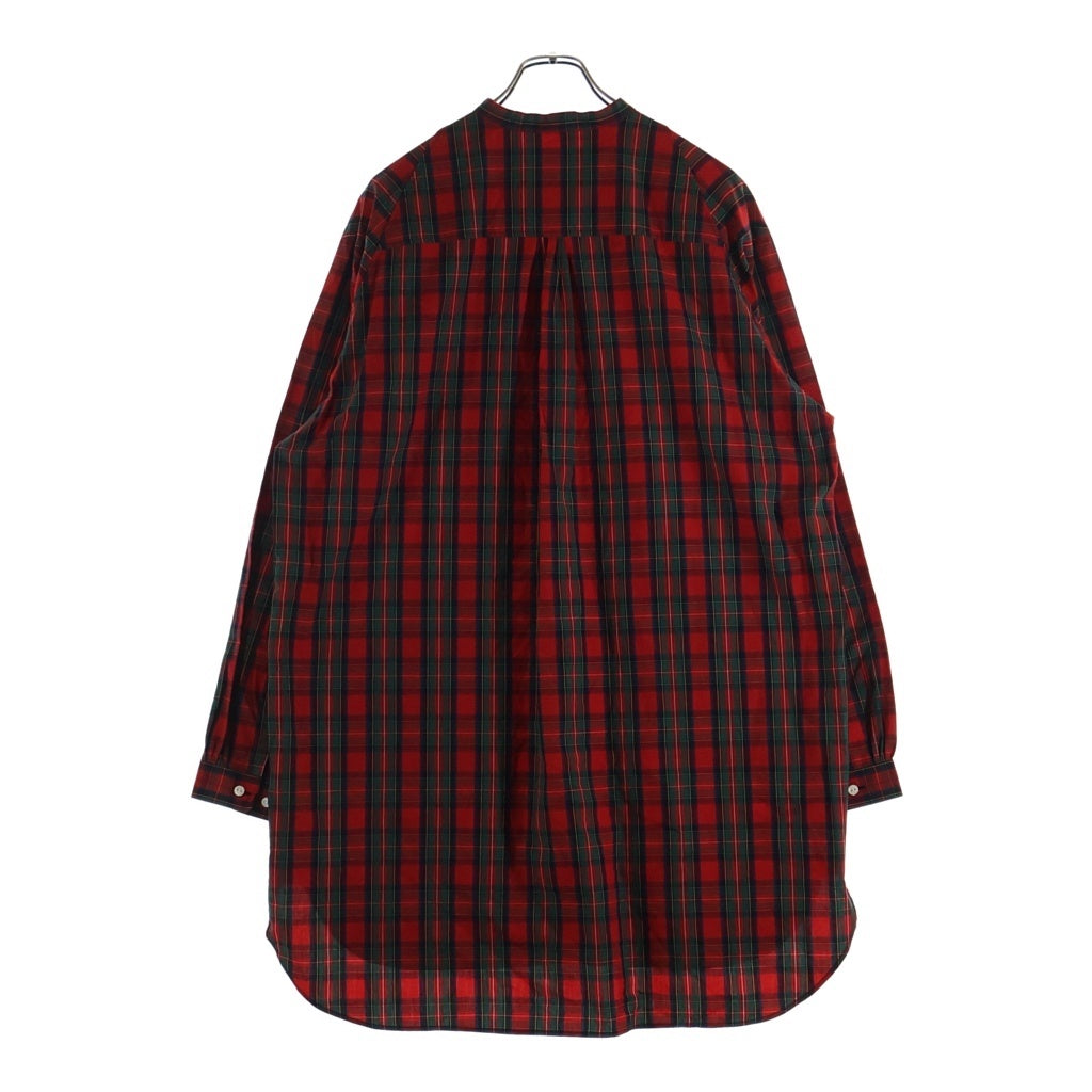 UNDERCOVER(アンダーカバー) 25AW タータンチェックシャツ ノーカラーシャツ レッド/グリーン