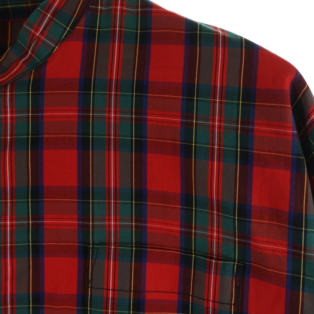 UNDERCOVER(アンダーカバー) 25AW タータンチェックシャツ ノーカラーシャツ レッド/グリーン