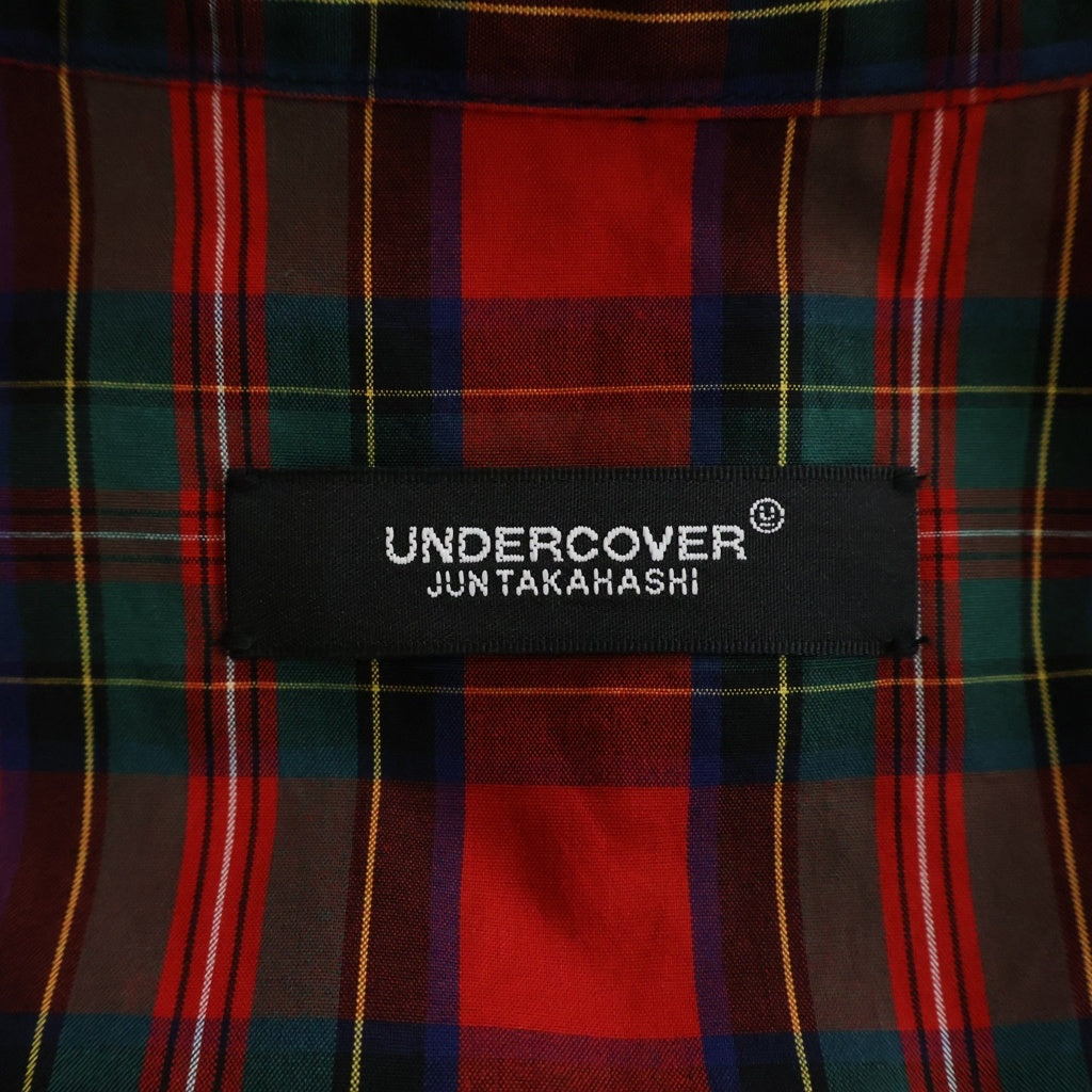 UNDERCOVER(アンダーカバー) 25AW タータンチェックシャツ ノーカラーシャツ レッド/グリーン