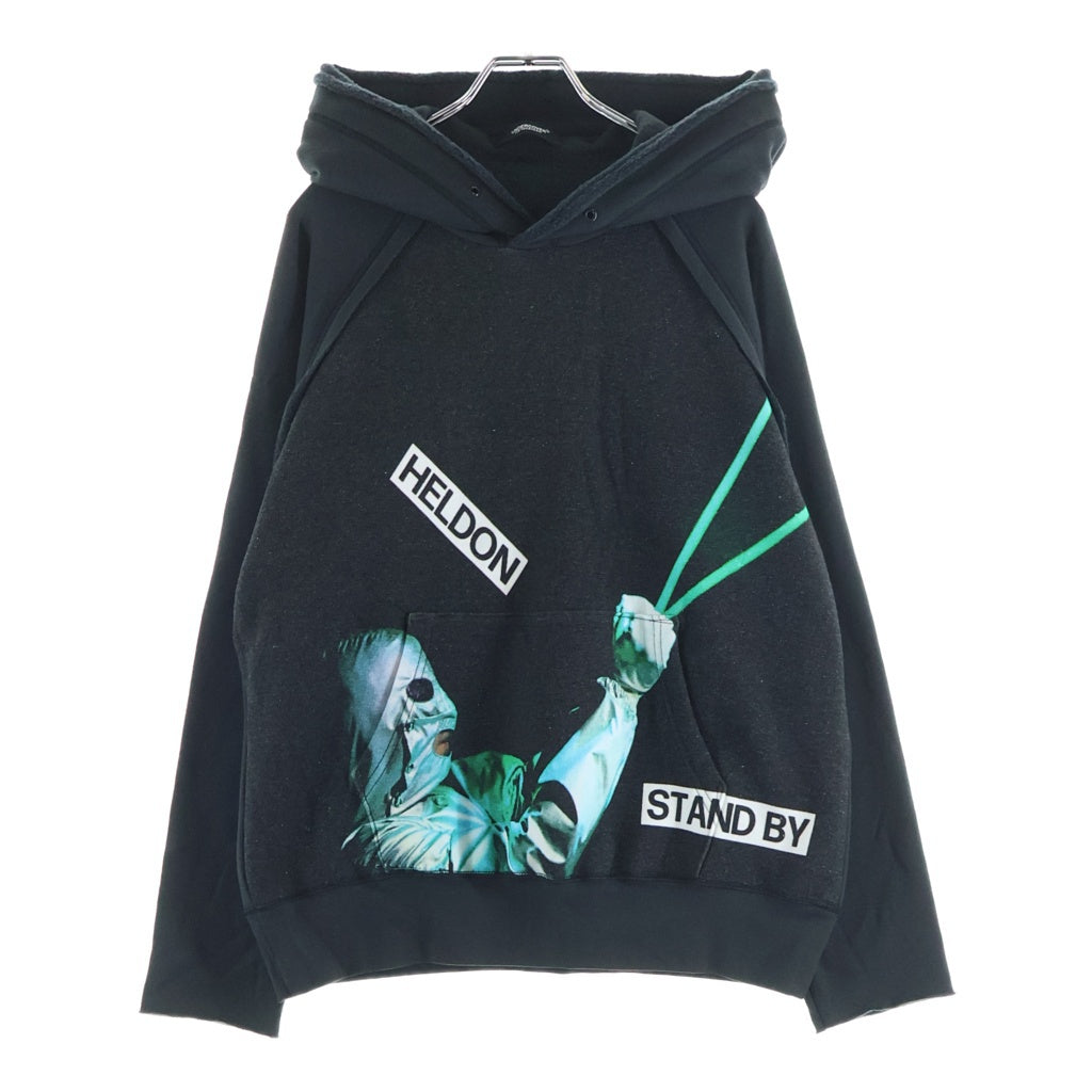 UNDERCOVER(アンダーカバー) 25AW 前身総柄 T/Cパイル裏毛 タチキリカサネハギフーディー プルオーバーパーカー ブラック