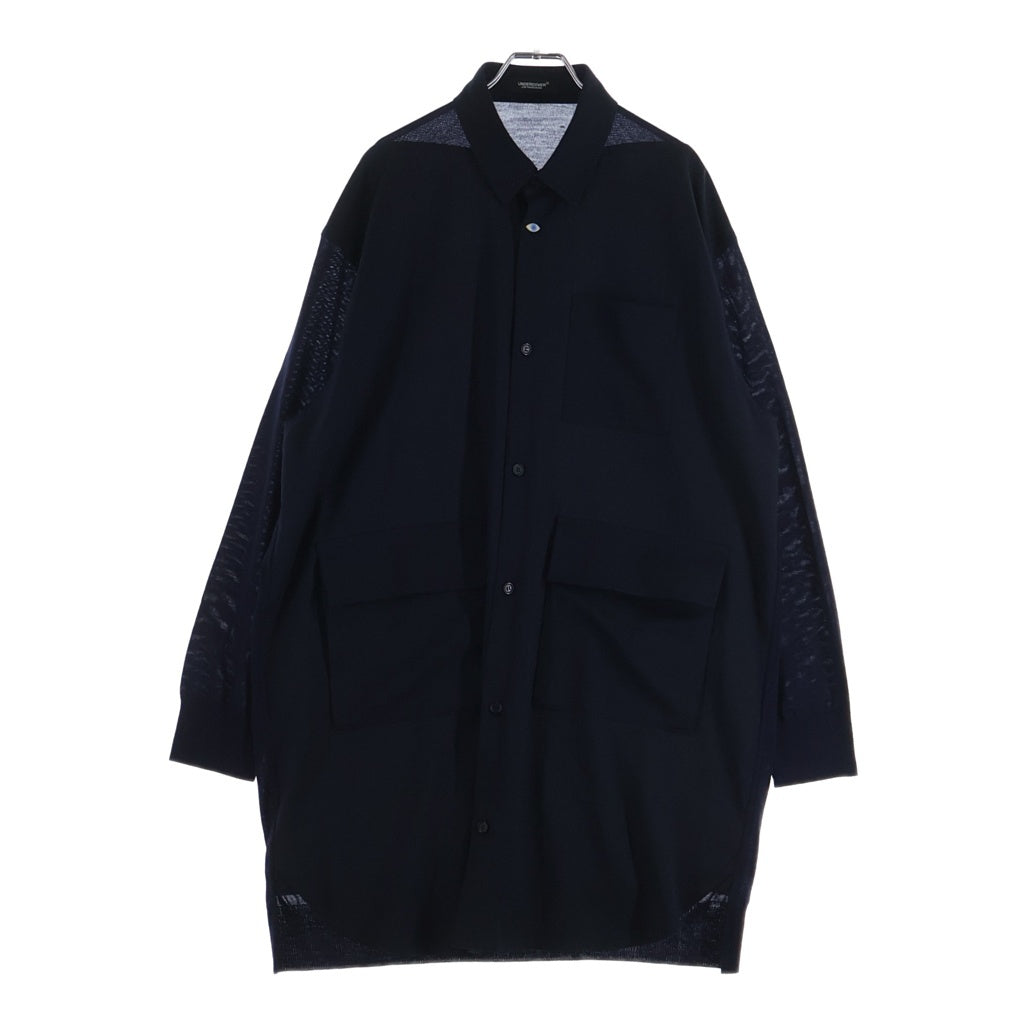 2017SS UNDERCOVER ニットコート　コットン　アクリル　ネイビー UNDERCOVER(アンダーカバー) 25AW ウールマルチポケット長袖シャツ