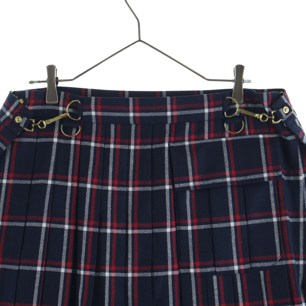 UNDERCOVER(アンダーカバー) 25AW プリーツチェックスカート ネイビー/レッド レディース
