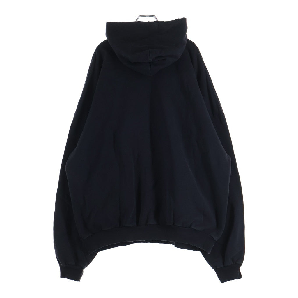 BALENCIAGA(バレンシアガ) 25SS ダメージ加工ロゴ プルオーバーパーカー ブラック 803265 TRVS9