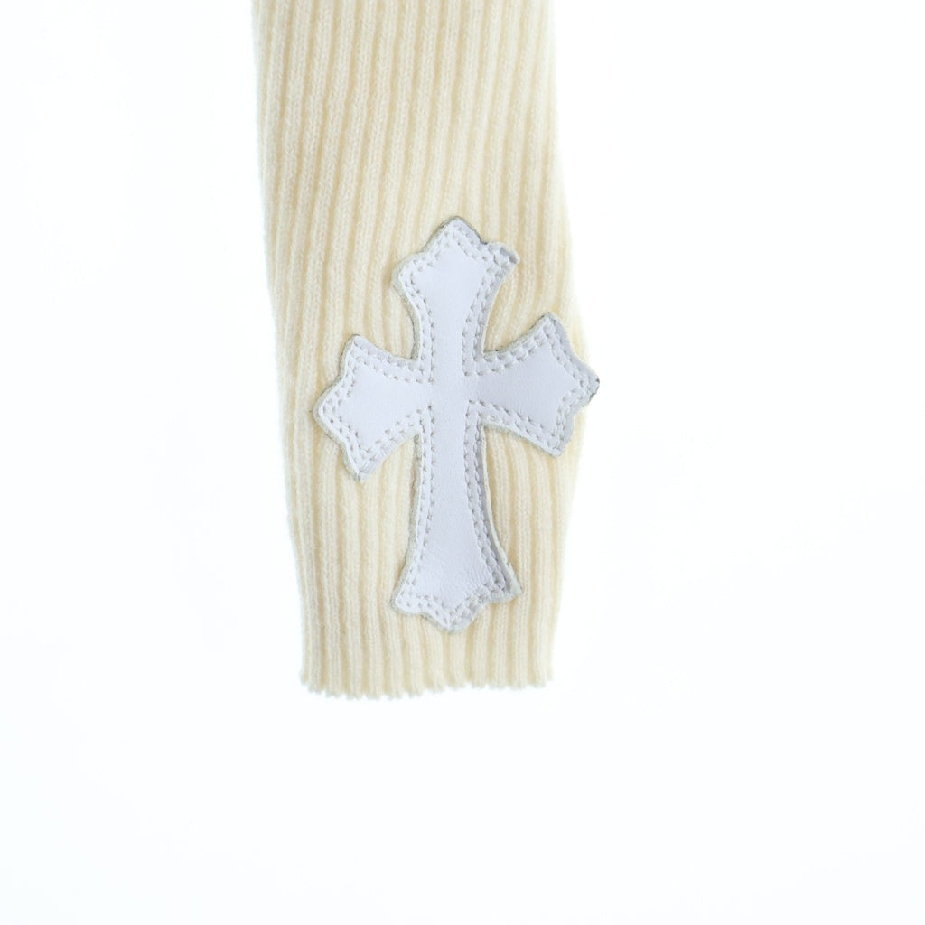 CHROME HEARTS(クロムハーツ) Y NOT LEATHER CROSS PATCH カシミヤ レザークロスパッチ タートルネック ニットセーター アイボリー レディース