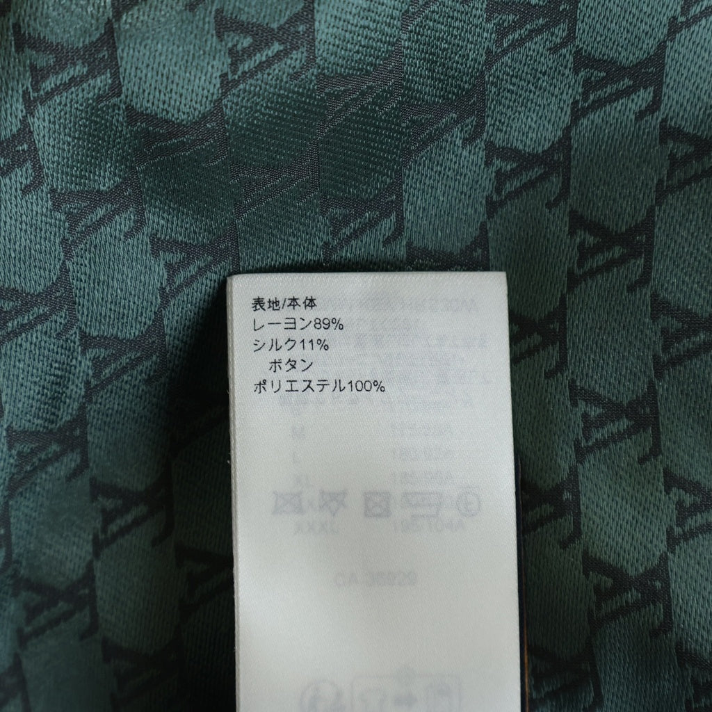 LOUIS VUITTON(ルイヴィトン) 24AW LVロゴ総柄 ジャカードモノグラム シルクブレンドオープンカラー半袖シャツ グリーン RM242MM KSY HRS30W