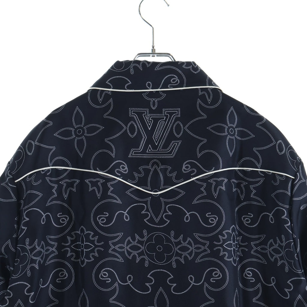 LOUIS VUITTON(ルイヴィトン) 24AW モノグラムプリントデザイン 胸ポケット シルク 長袖シャツ ブラック RM242M MRR HRS80W