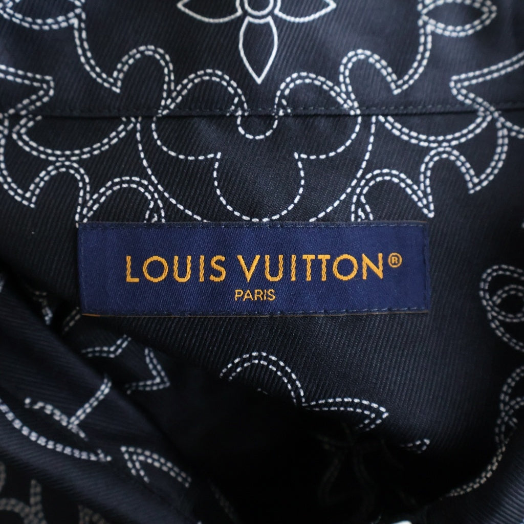 LOUIS VUITTON(ルイヴィトン) 24AW モノグラムプリントデザイン 胸ポケット シルク 長袖シャツ ブラック RM242M MRR HRS80W