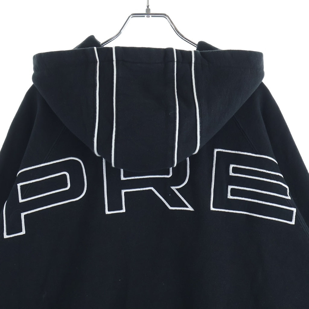 SUPREME(シュプリーム) 25SS Paneled Hooded Sweatshirt エンブロイダリー刺繍 プルオーバースウェットパーカー ブラック/ホワイト