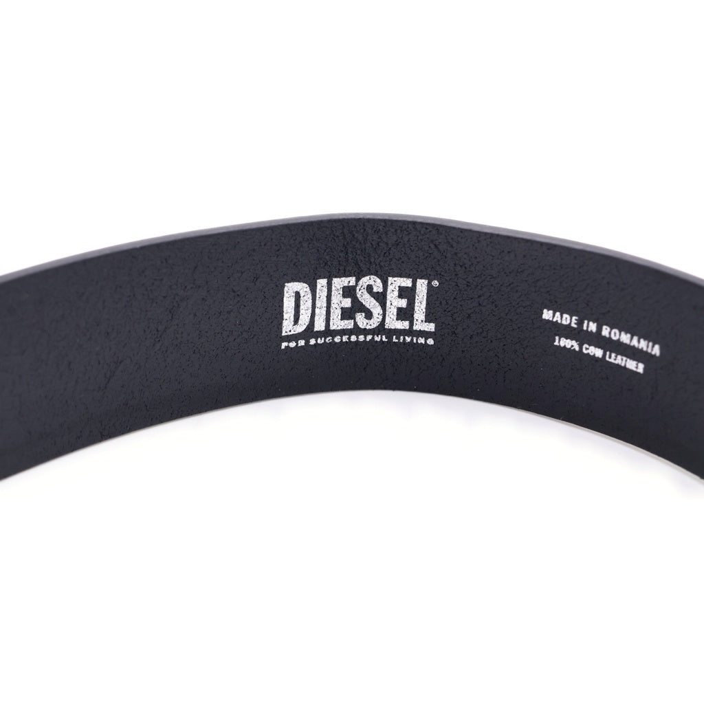 DIESEL(ディーゼル) B-1DR ロゴプレート レザーベルト ブラック X08516