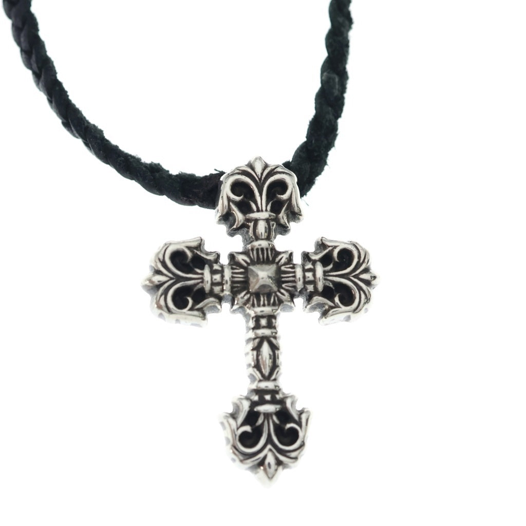 CHROME HEARTS(クロムハーツ) FILIG CROSS-XSM LB フィリグリー クロス レザーブレイド ネックレス シルバー