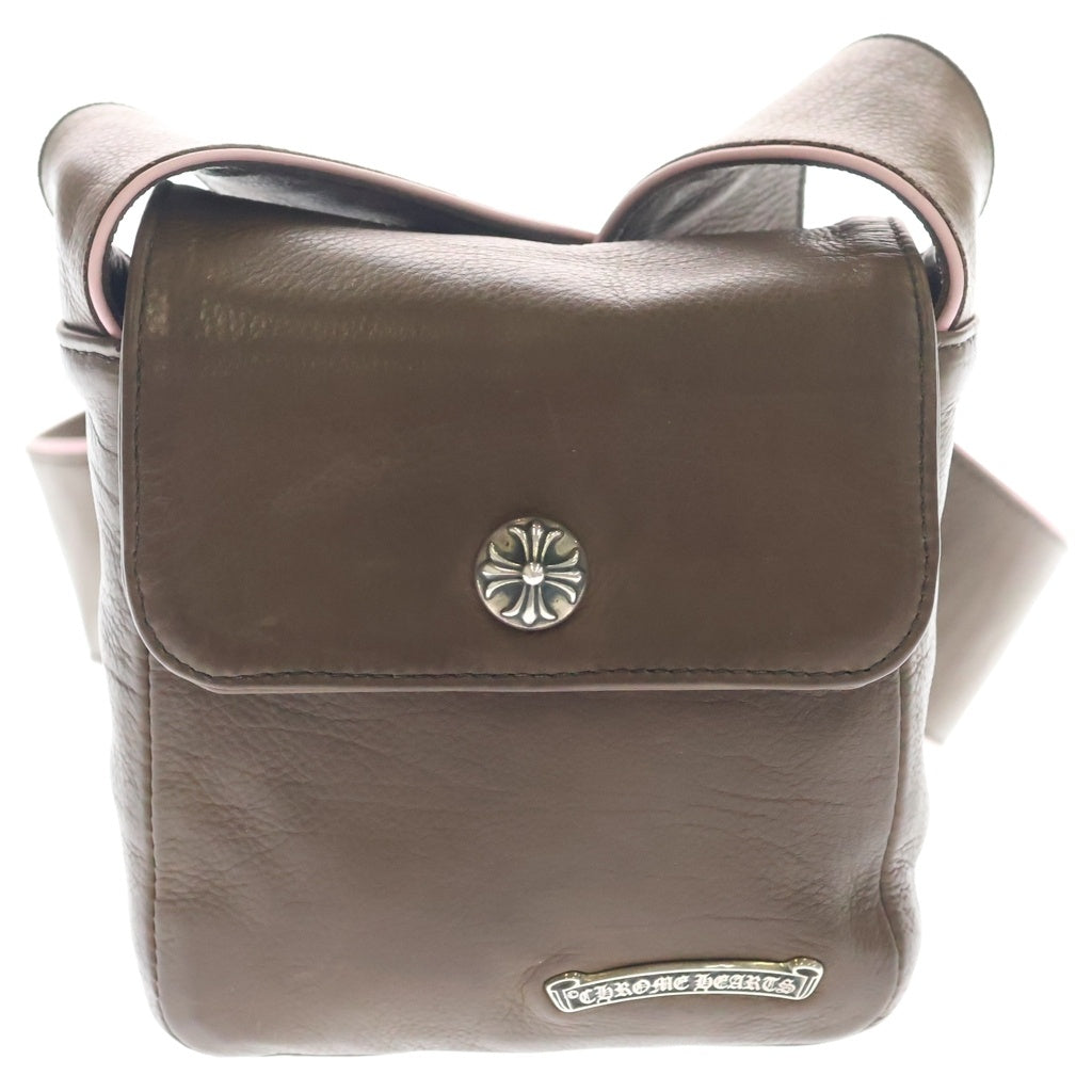 CHROME HEARTS(クロムハーツ) HOT POT ホットポット クロスボールボタンレザーショルダーバッグ ブラウン/シルバー