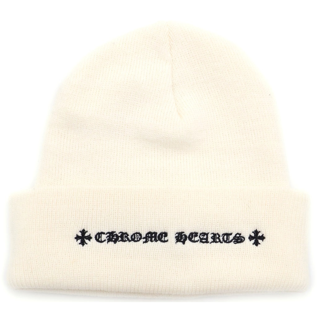 CHROME HEARTS(クロムハーツ) CH PLUS BEANIE CHプラス刺繍 アクリルニットキャップ ホワイト