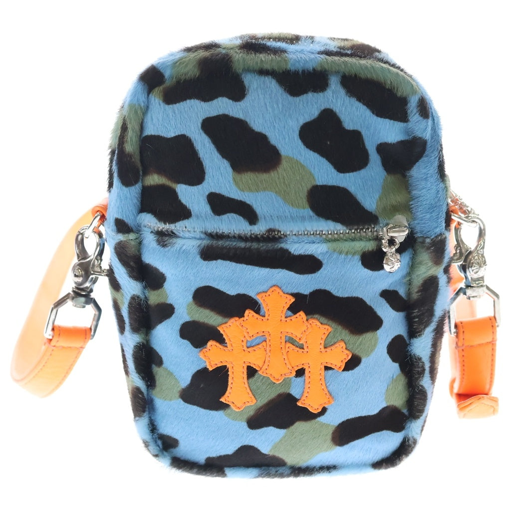 CHROME HEARTS(クロムハーツ) TAKA MINI LTHR タカミニ セメタリークロス クロスパッチ ハラコレザー ショルダーバッグ ブルー/オレンジ