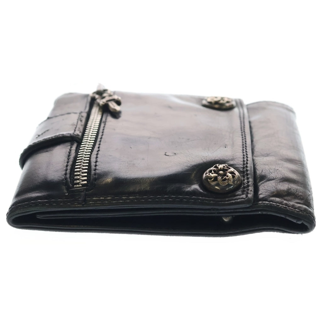 CHROME HEARTS(クロムハーツ) 3FOLD LARGE 3フォールド ケルティックボタン ダガージップ レザーラージウォレット ブラック