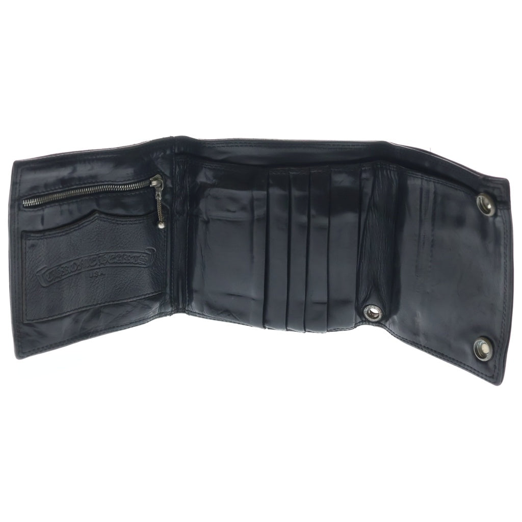 CHROME HEARTS(クロムハーツ) 3FOLD LARGE 3フォールド ケルティックボタン ダガージップ レザーラージウォレット ブラック