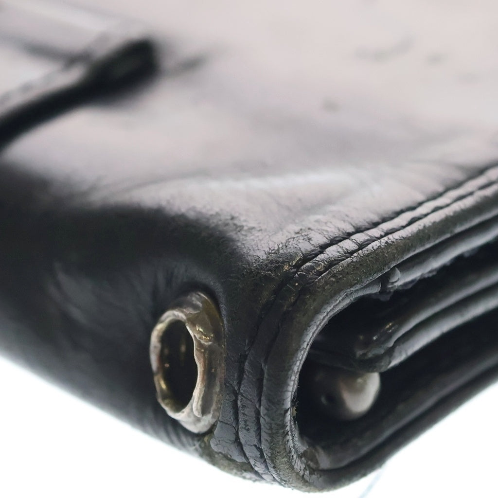 CHROME HEARTS(クロムハーツ) 3FOLD LARGE 3フォールド ケルティックボタン ダガージップ レザーラージウォレット ブラック