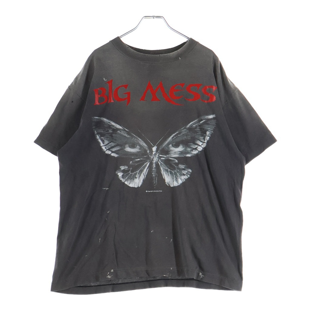 SAINT MICHAEL(セントマイケル) 25AW BIG MESS フロントバタフライプリント クルーネック半袖カットソーTシャツ ブラック SM-HR1-0000-016