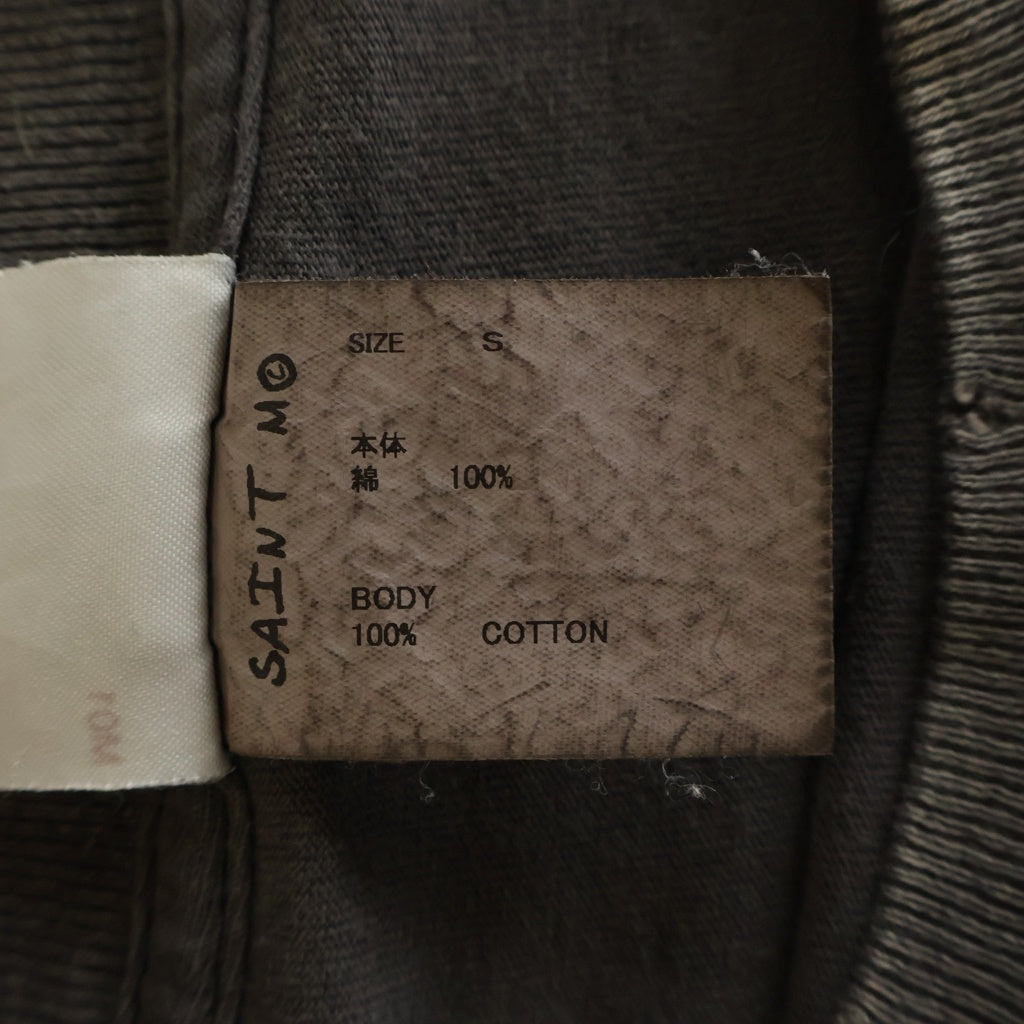 SAINT MICHAEL(セントマイケル) 25AW BIG MESS フロントバタフライプリント クルーネック半袖カットソーTシャツ ブラック SM-HR1-0000-016