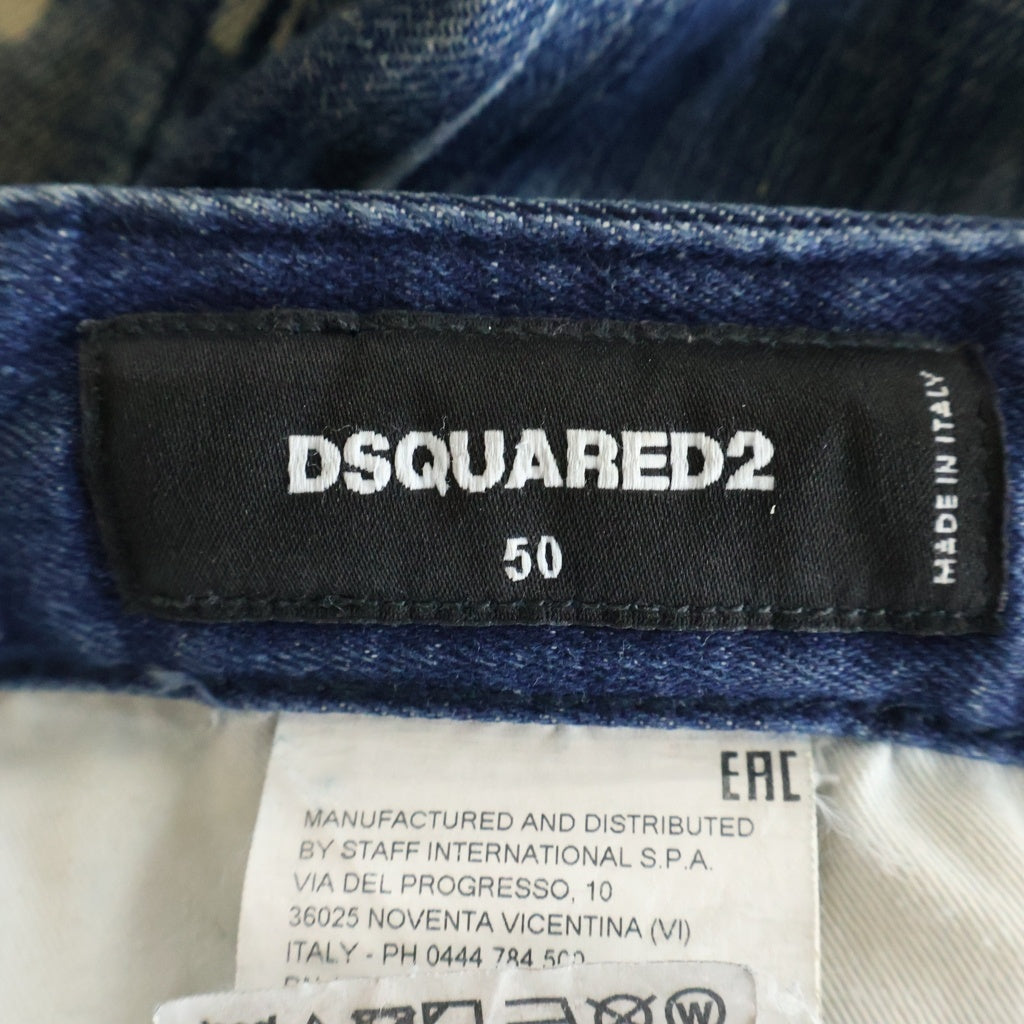 DSQUARED2(ディースクエアード) ZIP DARK WASH SKATER JEAN ウォッシュ加工 スケーター ジーンズ インディゴ S74LB0939
