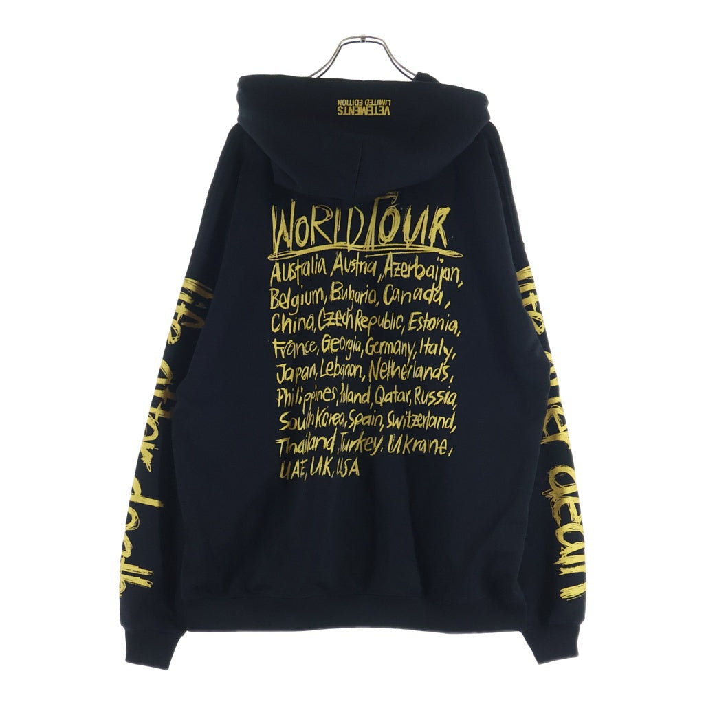 VETEMENTS(ヴェトモン) 22SS WORLD TOUR HOODIE ワールドツアーフーディー ブラック UE52TR470G