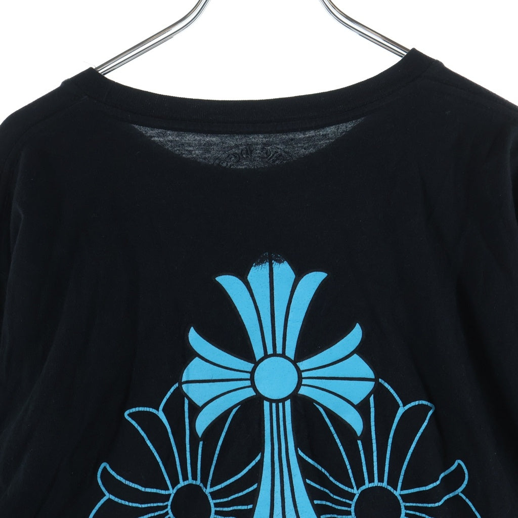 CHROME HEARTS(クロムハーツ) CEMETERY CROSS L/S TEE セメタリークロス クルーネック長袖カットソーTシャツ ブラック/ブルー