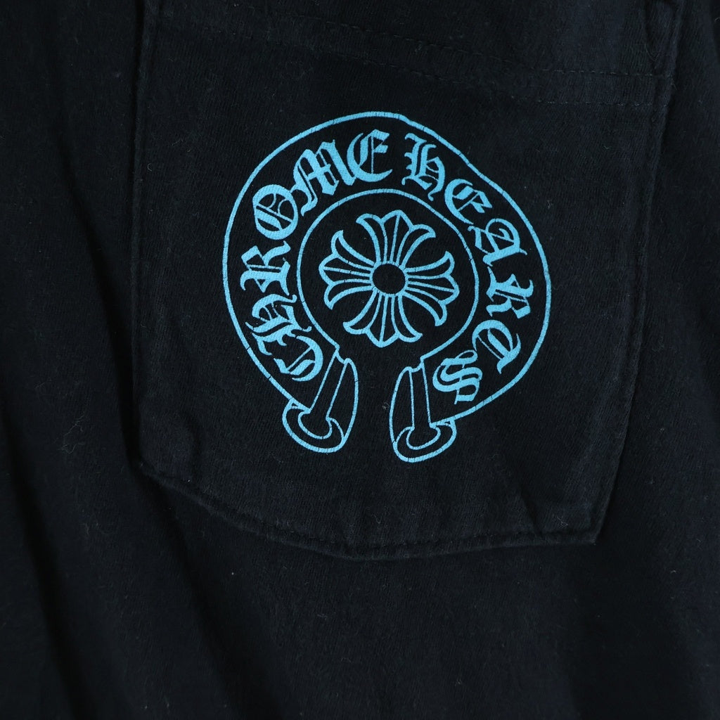 CHROME HEARTS(クロムハーツ) CEMETERY CROSS L/S TEE セメタリークロス クルーネック長袖カットソーTシャツ ブラック/ブルー