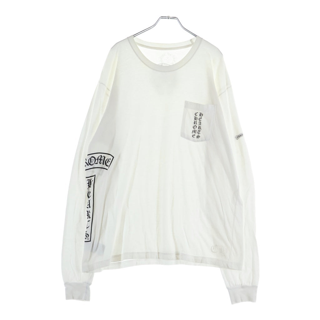 CHROME HEARTS(クロムハーツ) CH LOGO L/S TEE CHロゴプリント バックホースシュープリント クルーネック長袖カットソーTシャツホワイト