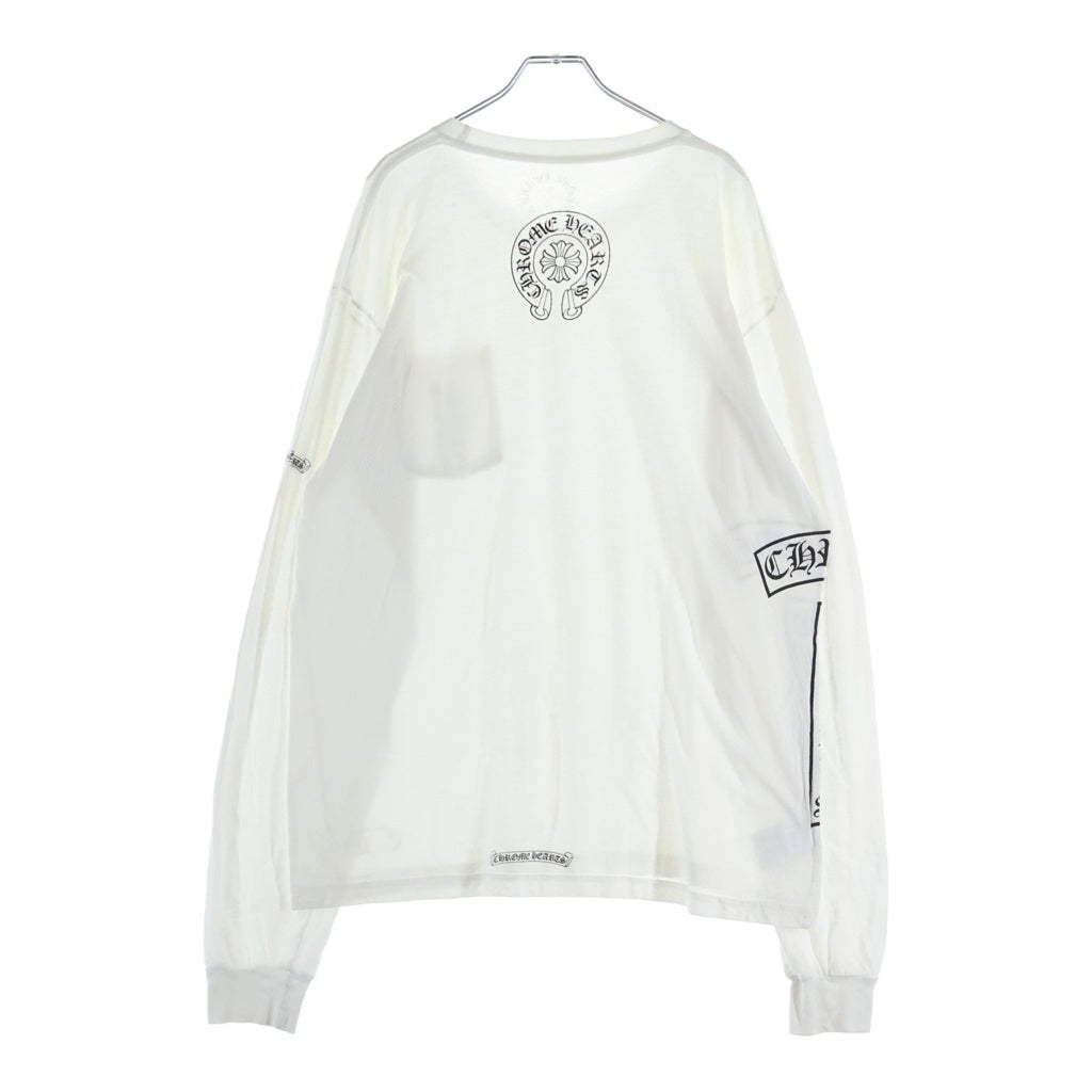 CHROME HEARTS(クロムハーツ) CH LOGO L/S TEE CHロゴプリント バックホースシュープリント クルーネック長袖カットソーTシャツホワイト