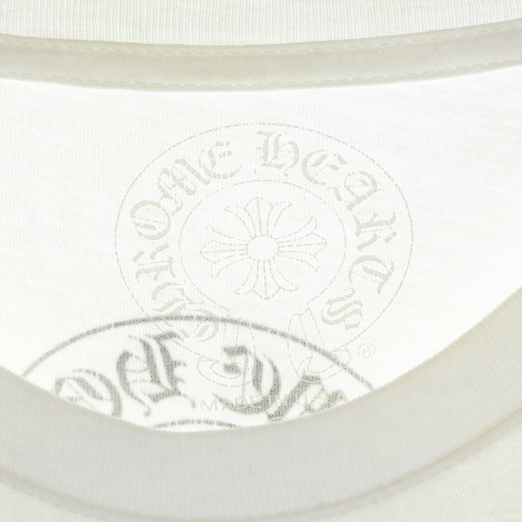 CHROME HEARTS(クロムハーツ) CH LOGO L/S TEE CHロゴプリント バックホースシュープリント クルーネック長袖カットソーTシャツホワイト