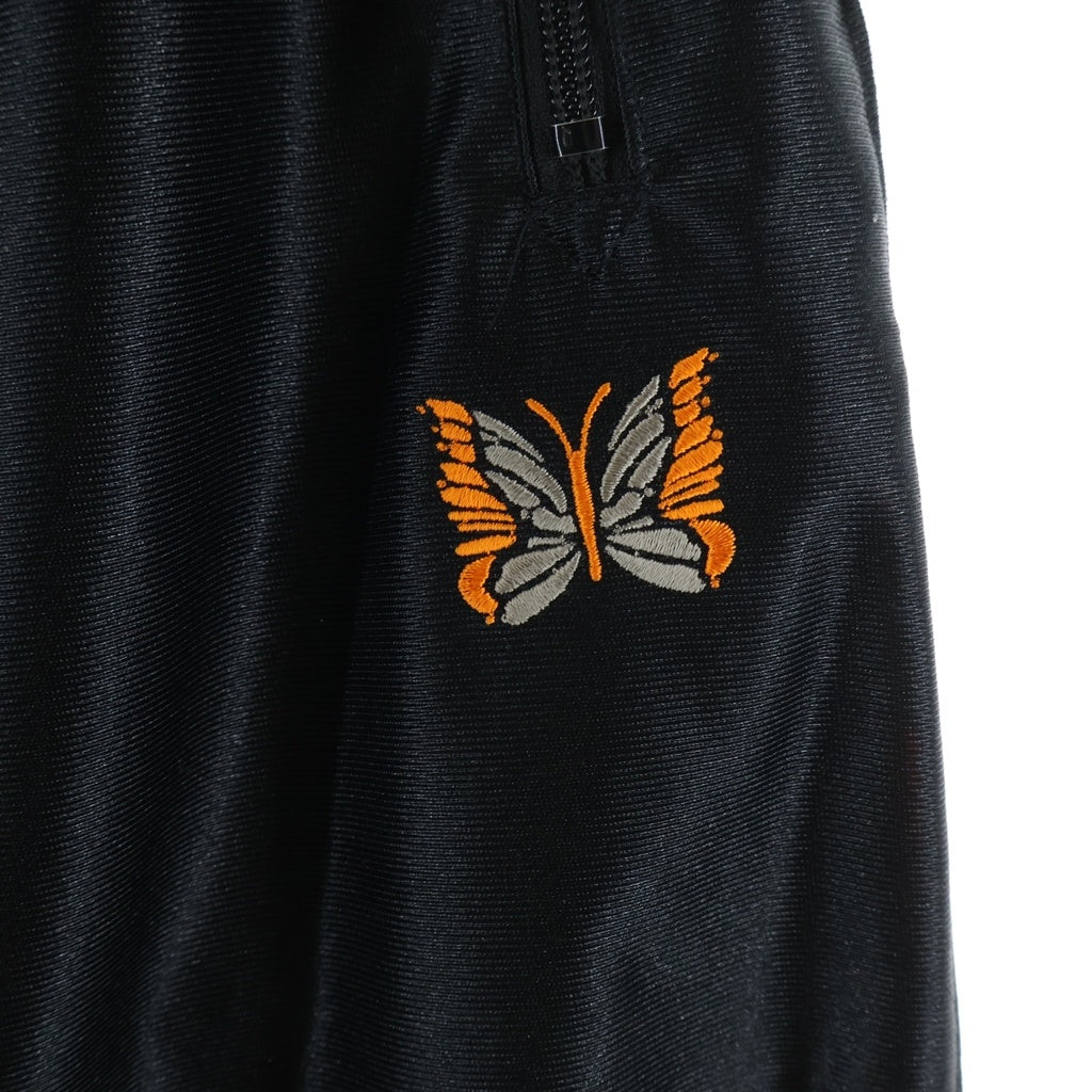 Needles(ニードルス) 26SS TRICOT SATEEN TRACK PANTS フロントロゴ刺繍 サテントラックパンツ ブラック/オレンジ SX218