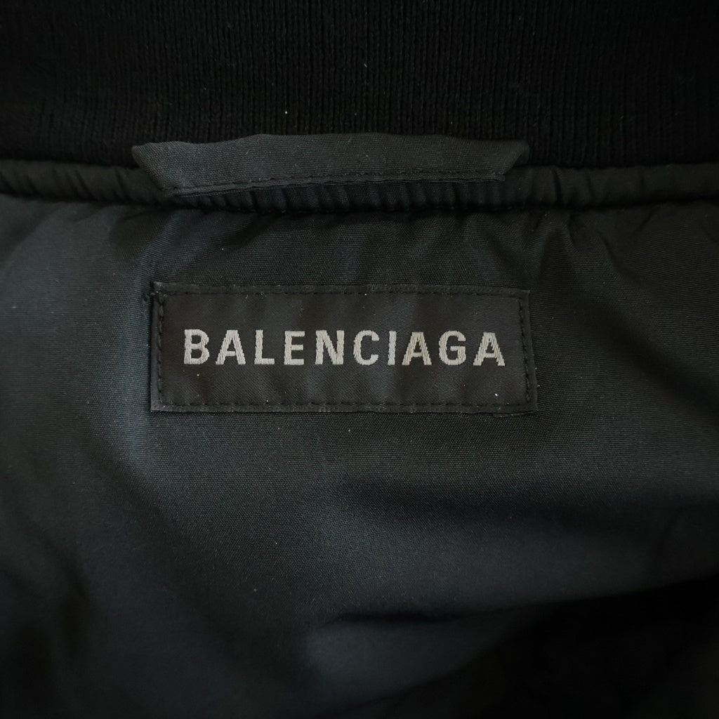 BALENCIAGA(バレンシアガ) 25AW Large fit Bomber Jacket MA-1 ラージフィットボンバージャケット ワッペン付ナイロンブルゾン ブラック 839101 T0004