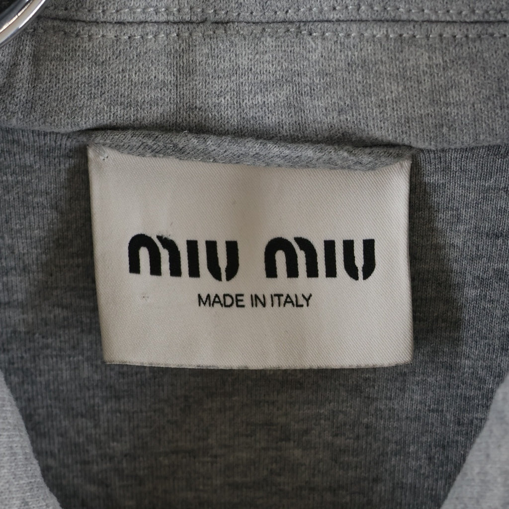 miumiu(ミュウミュウ) 24AW FRONT LOGO HEAVY SWEAT SHIRT BLOUSON JACKET フロントロゴ ジップアップ スウェットシャツグレー ML1060 S000 15EG