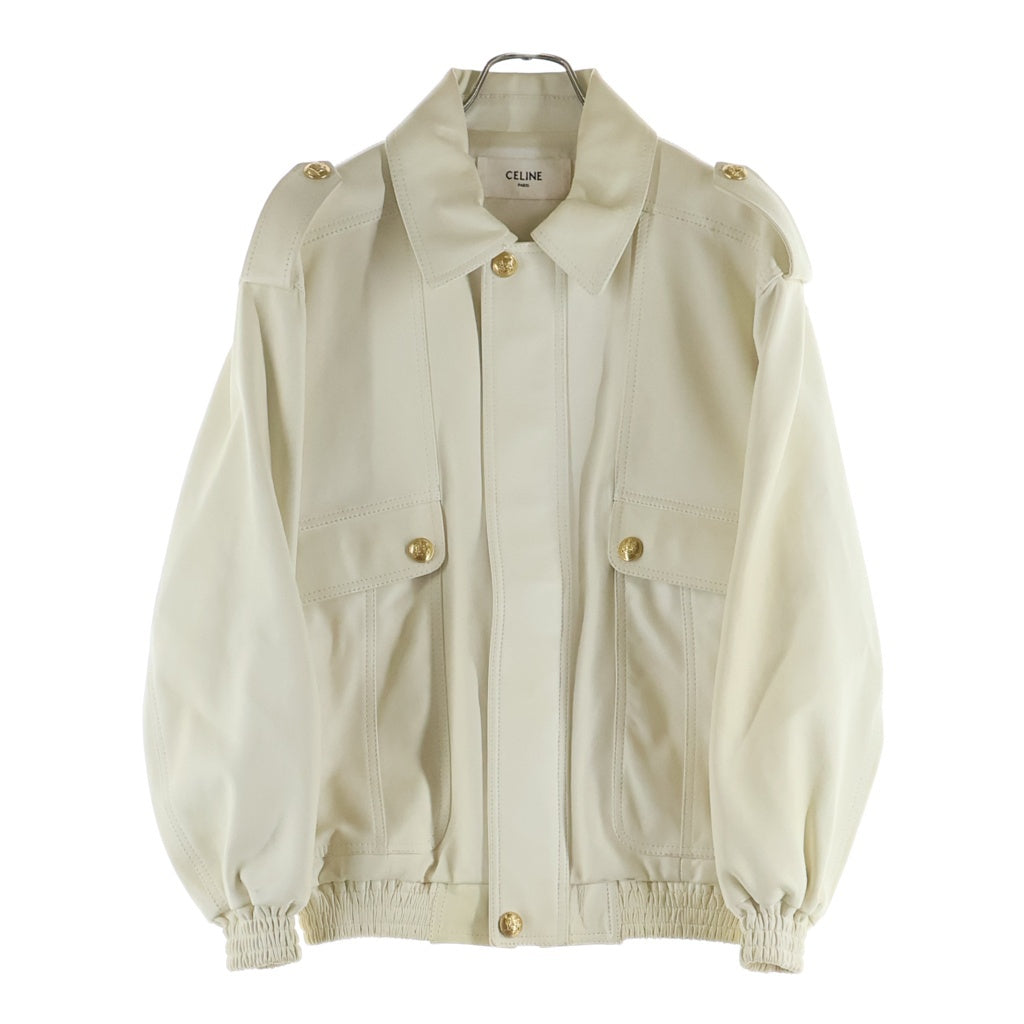 CELINE(セリーヌ) エディ期 ジップアップラムレザー ジャケット ホワイト レディース 2E8924787