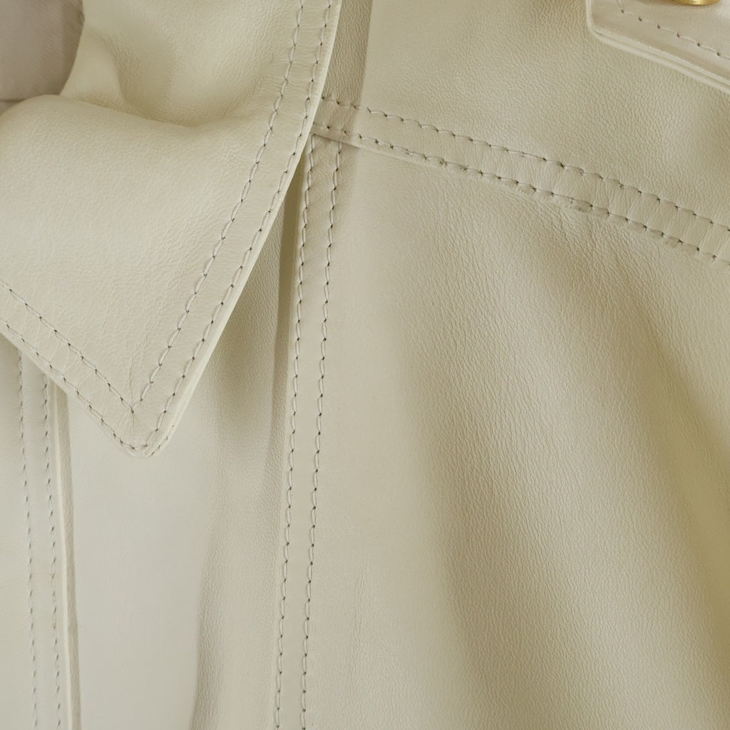 CELINE(セリーヌ) エディ期 ジップアップラムレザー ジャケット ホワイト レディース 2E8924787