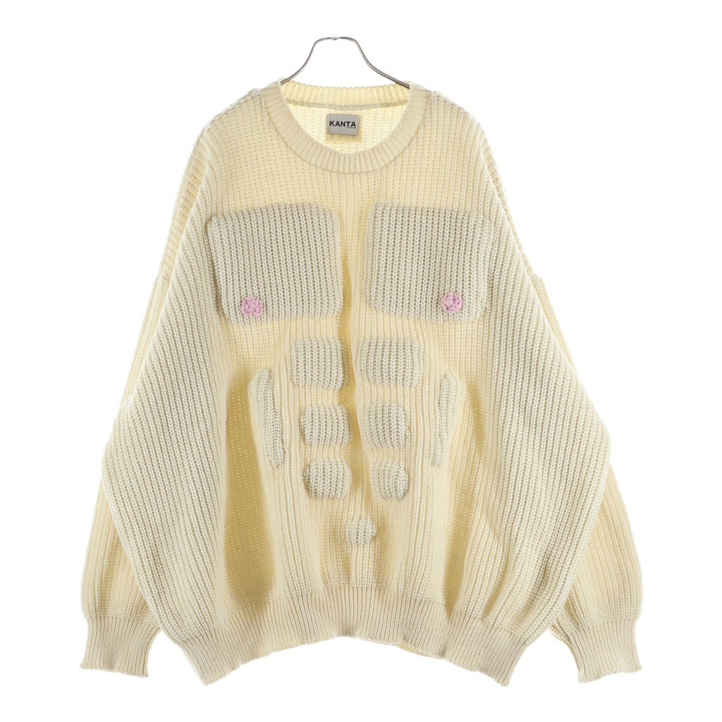 NO BRAND(ノーブランド) KANTA BY KANTA INOUE(カンタバイカンタイノウエ) 25AW MUSCLE KNIT SWEATER マッスル オーバーサイズ ウールニットセーター ベージュ KT2514