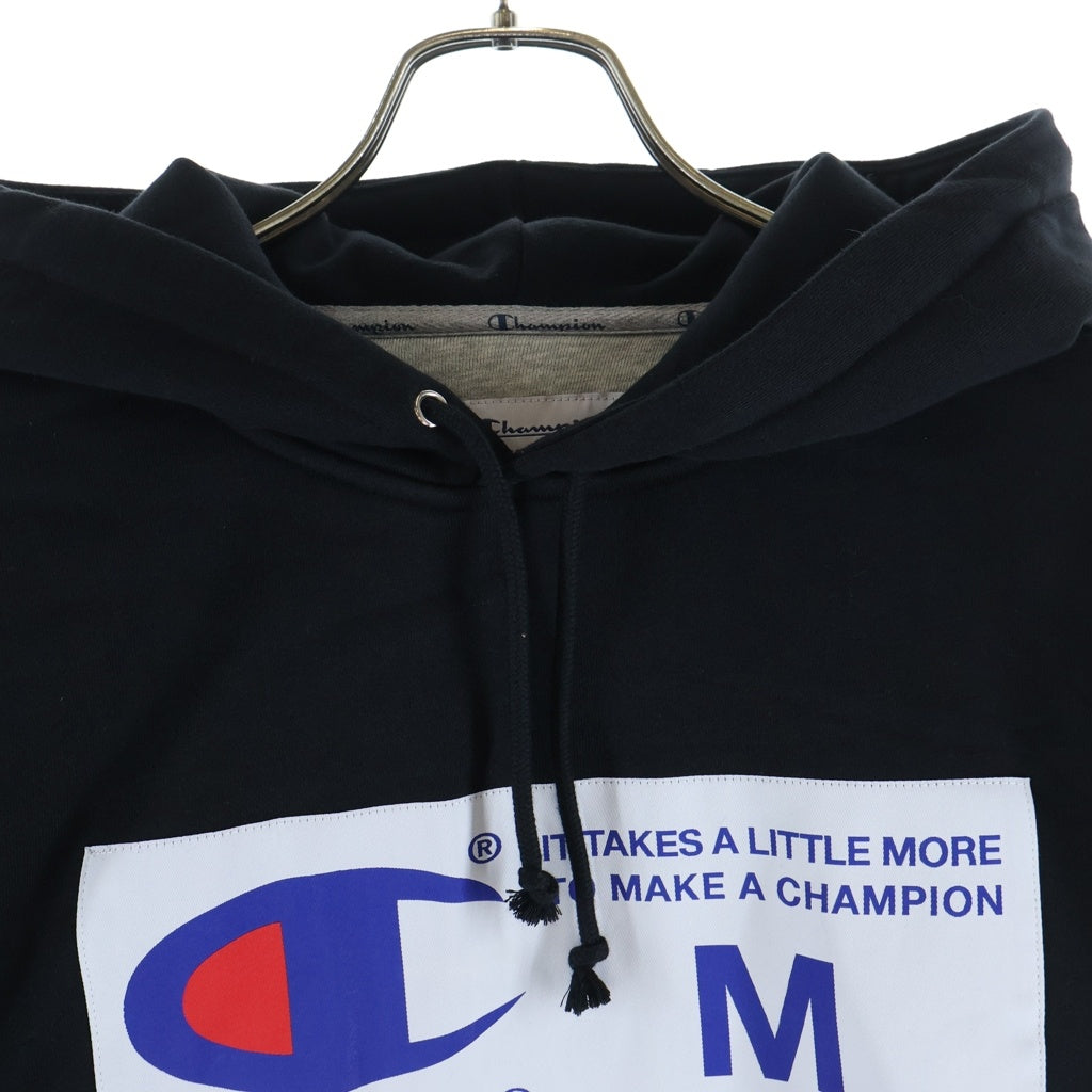 SUPREME(シュプリーム) 18AW ×Champion Label Hooded Sweatshirt チャンピオン ラベルフーディー スウェットシャツ プルオーバーパーカー ブラック