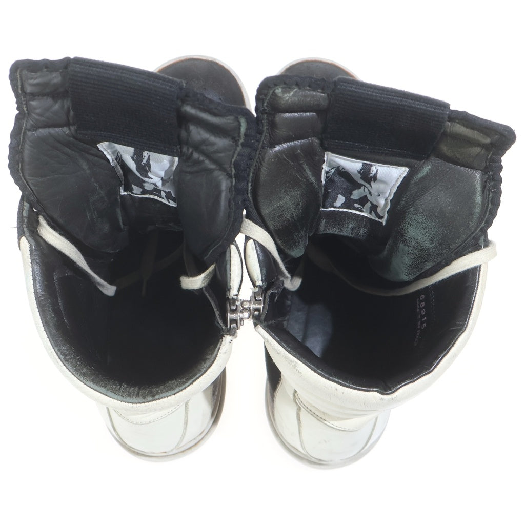 Rick Owens(リックオウエンス) GEOBASKET ジオバスケット レザーハイカットスニーカー シューズ ブラック/ホワイト