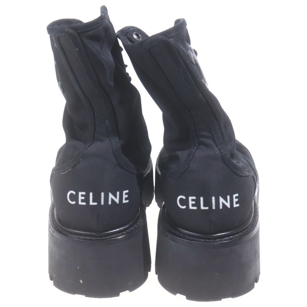 CELINE(セリーヌ) ロゴ レースアップ ショートブーツ ラギッドソール ブラック RM0253