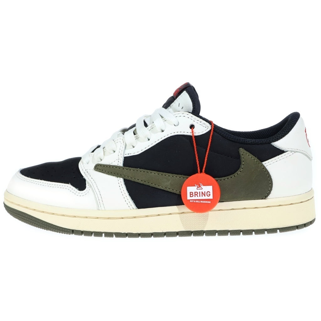 NIKE(ナイキ) ×TRAVIS SCOTT WMNS AIR JORDAN1 LOW OLIVE トラヴィススコット エアジョーダン1 オリーブ レザーローカットスニーカー マルチ US8/25cm DZ4137-106 レディース