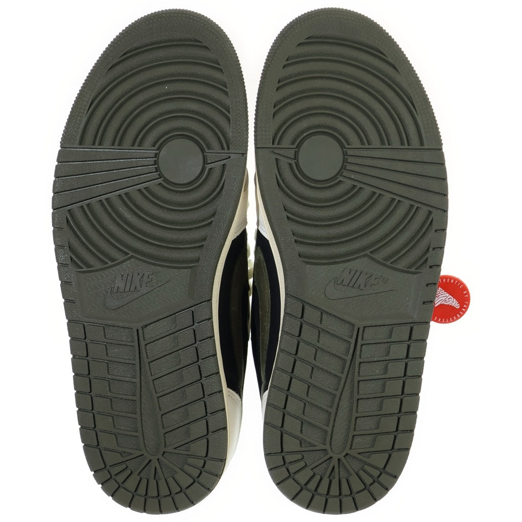 NIKE(ナイキ) ×TRAVIS SCOTT WMNS AIR JORDAN1 LOW OLIVE トラヴィススコット エアジョーダン1 オリーブ レザーローカットスニーカー マルチ US8/25cm DZ4137-106 レディース