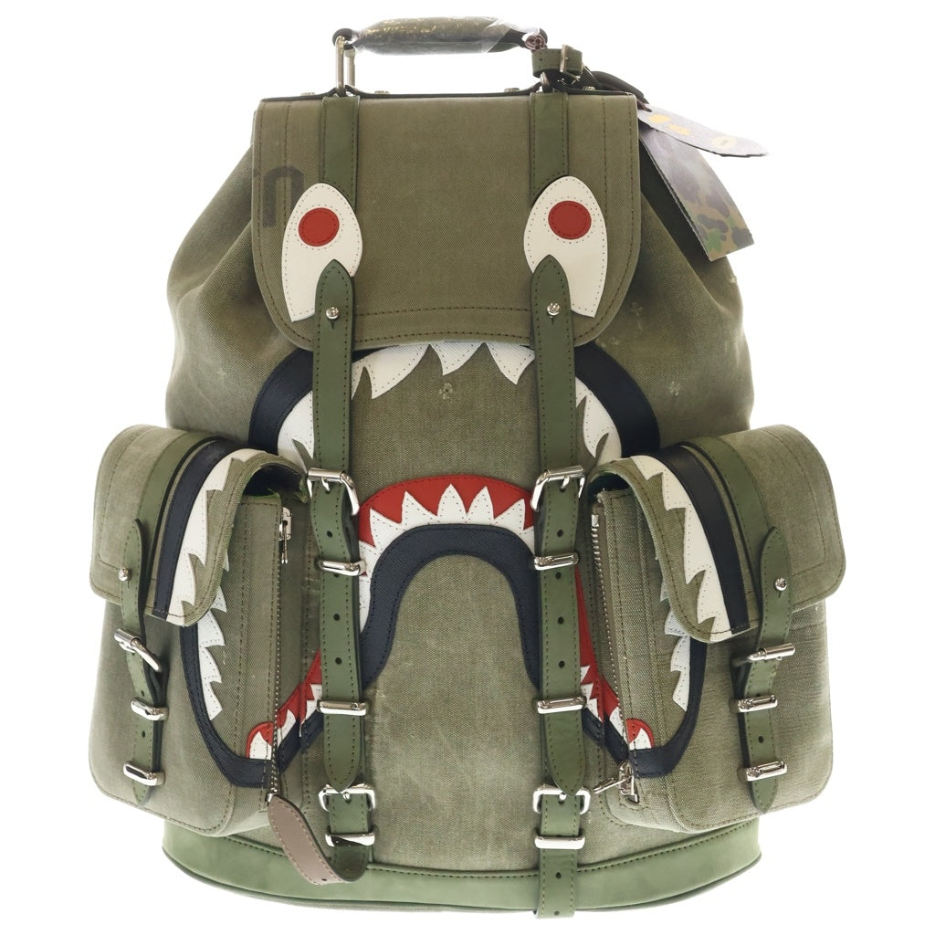 READY MADE(レディメイド) × APE FIELD PACK アベイシングエイプ シャーク フィールドパック バックパック カーキ RE-APーKH-00-00-005