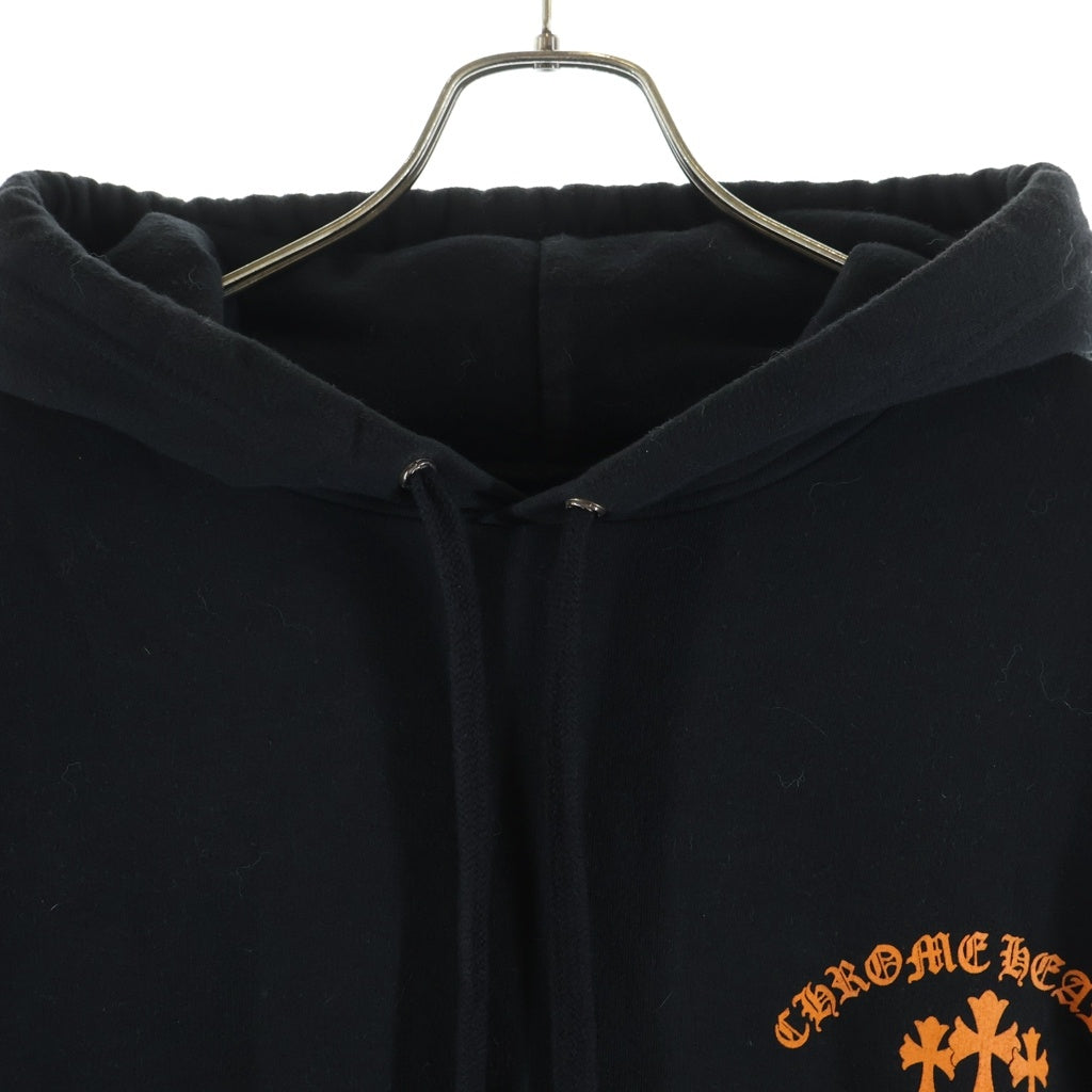 CHROME HEARTS(クロムハーツ) SWTSHRT HD PLVR プルオーバーパーカー セメタリークロスプリントパーカー ブラック/オレンジ
