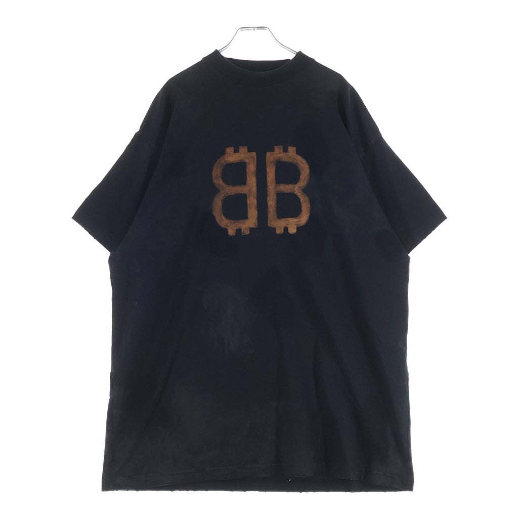 BALENCIAGA(バレンシアガ) 23SS BBロゴオーバーサイズTシャツ カットソー ブラック 739028 T0VN8